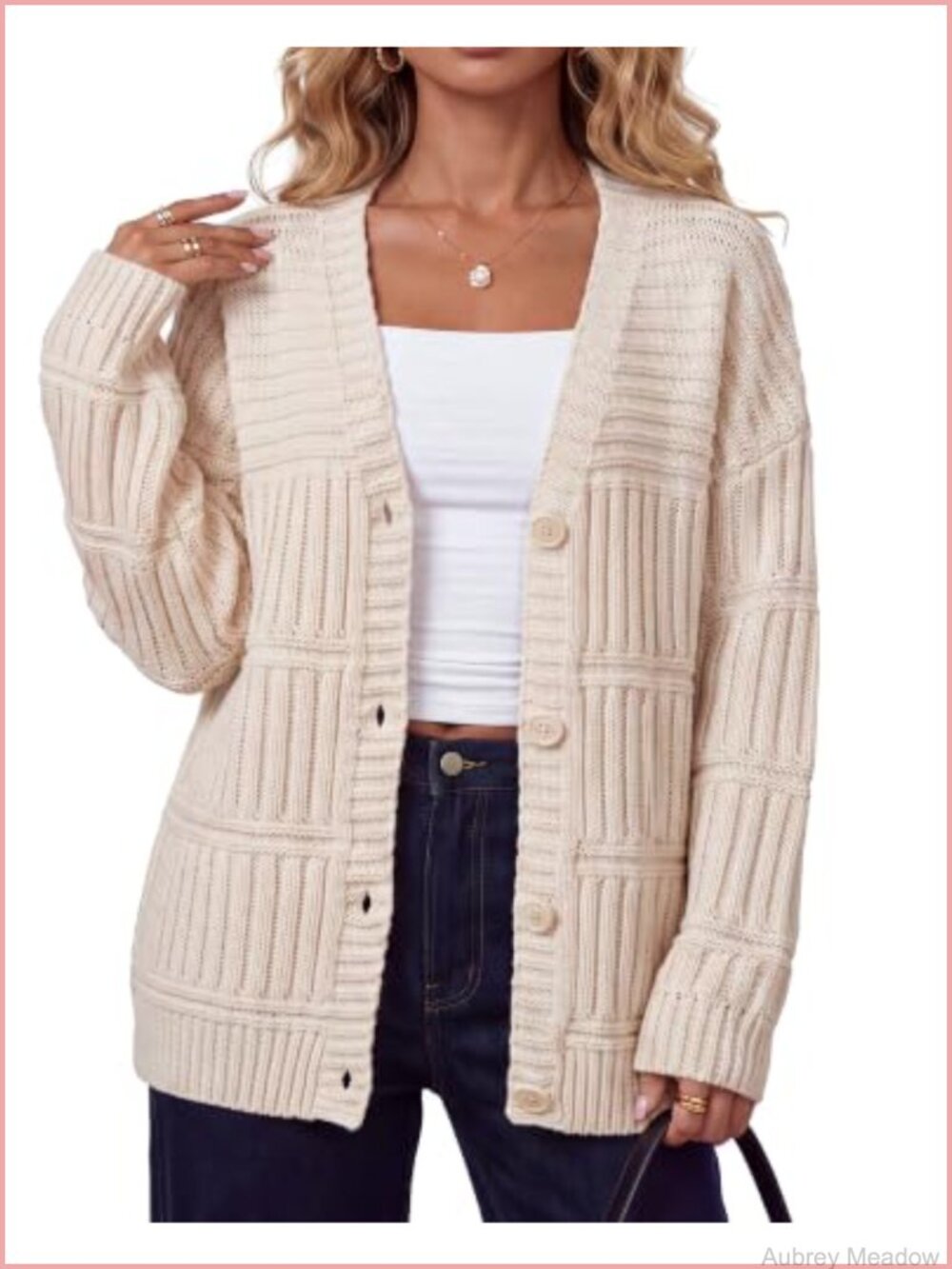 Women's Wool Blend Oversized Chunky Cardigan Sweater Open Front V-Neck